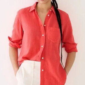 J. Crew Garcon Classic Double-Gauze Shirt in Coral Pink Size 4
